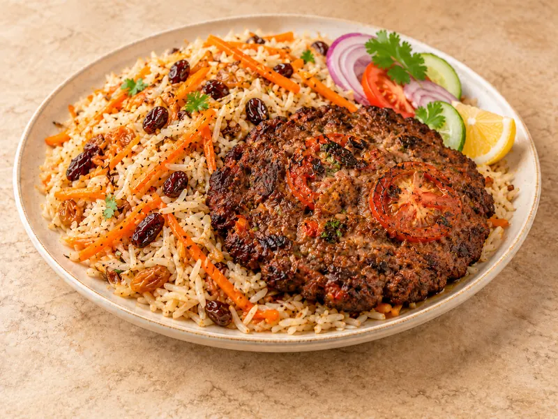 Rice With Chapli Kabab Beef