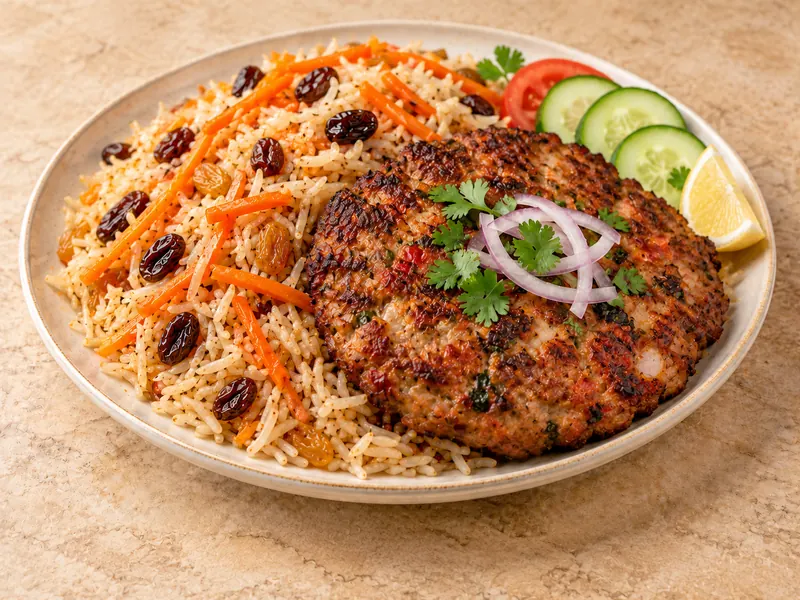 Rice With Chapli Kabab Chicken